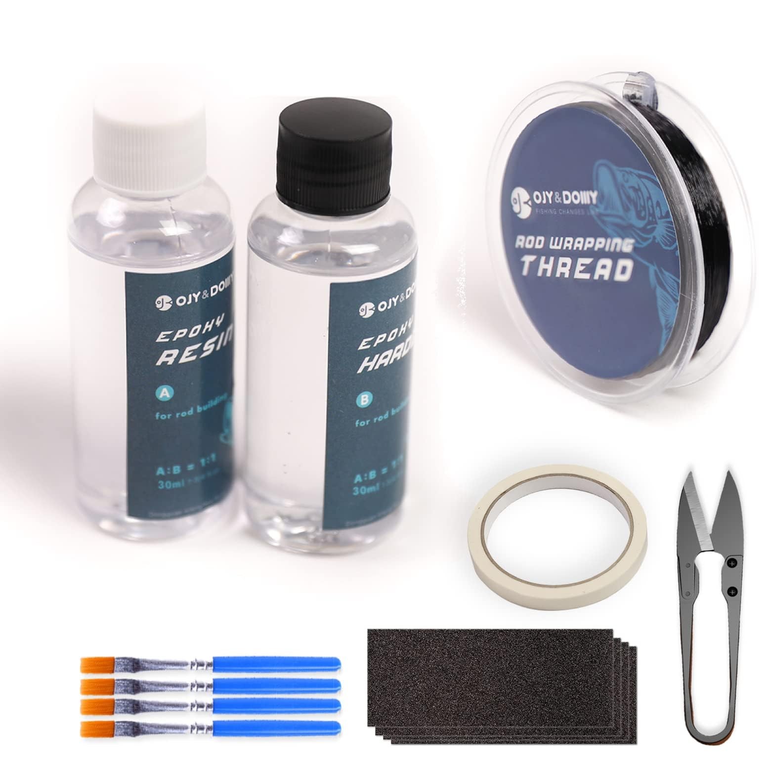 OJYDOIIIY Fishing Rod Repair Kit with Epoxy Glue, Wrapping Thread, Clipper, a…