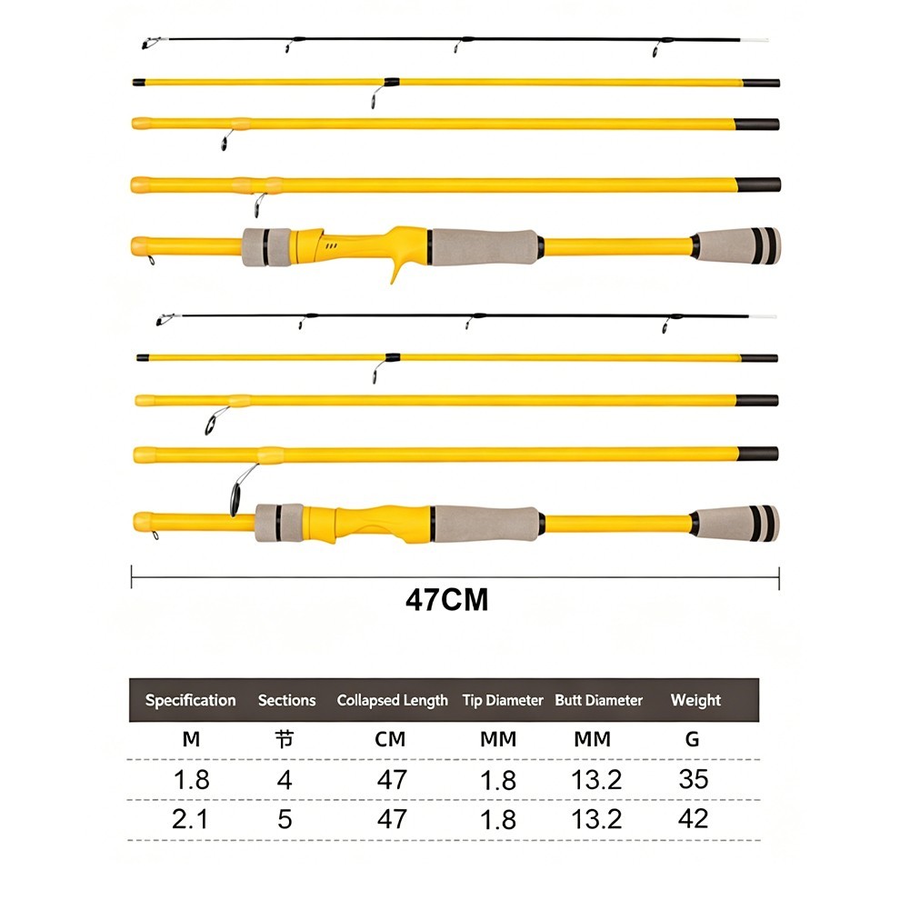 Lightweight for 2.1m Carbon Fishing Rod 4 Section for Saltwater Freshwater Use