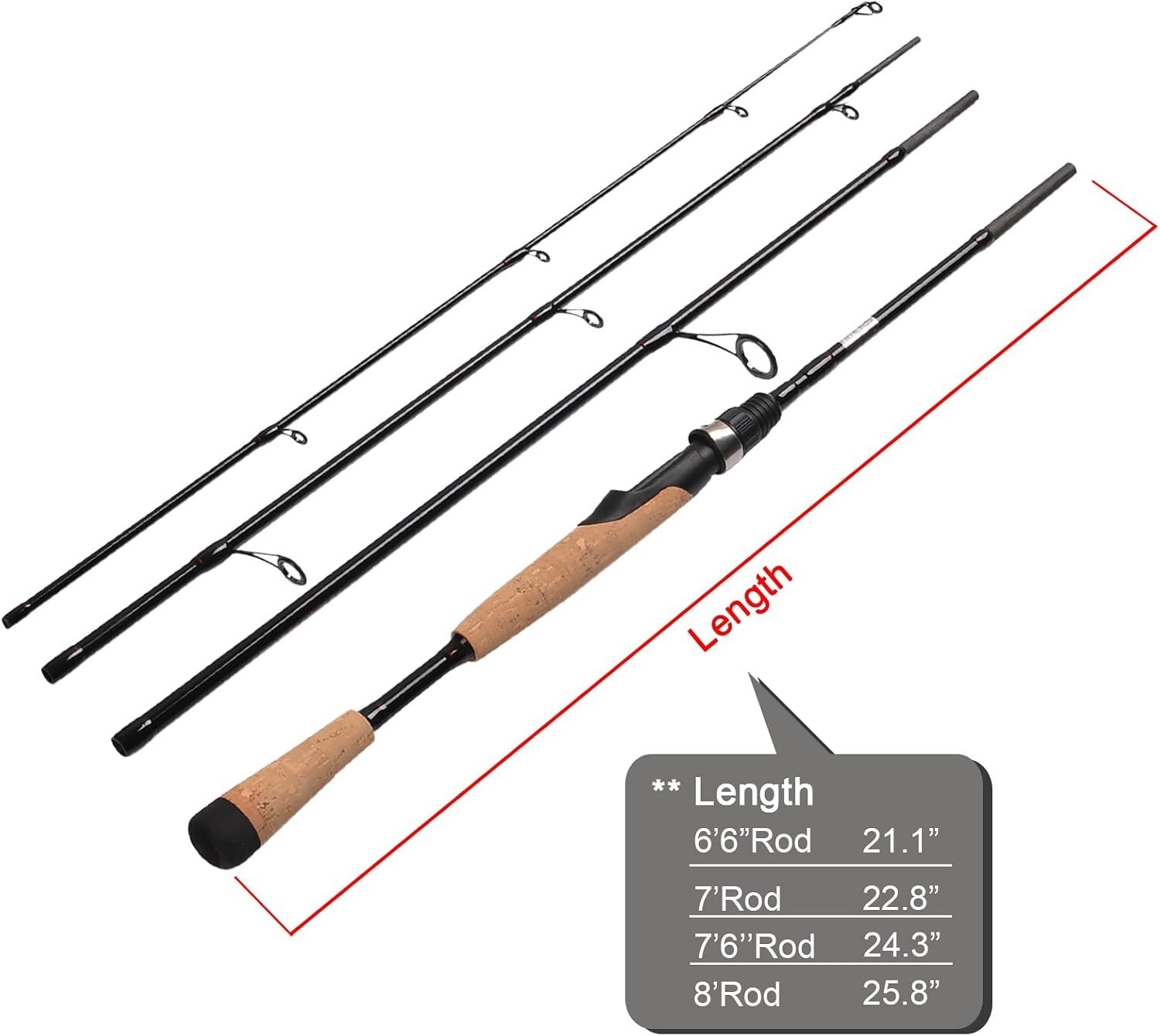 Compact 4-Piece Spinning Rod – Stainless Steel Guides & Comfort Grip for Fishing