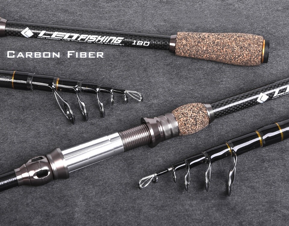 Carbon Telescopic Rock Fishing Rod 1.8m 2.1m 2.4m 2.7m Carbon Fiber Spinning Rod