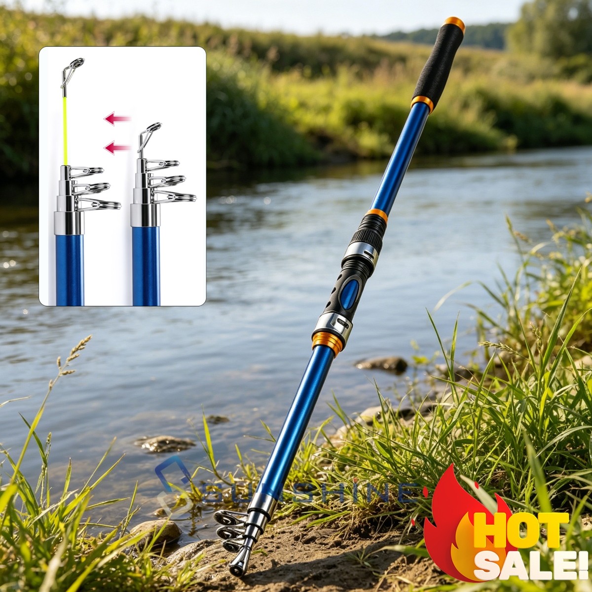 Portable Carbon Fiber Telescopic Fishing Rod for River Sea Saltwater 20-50lb