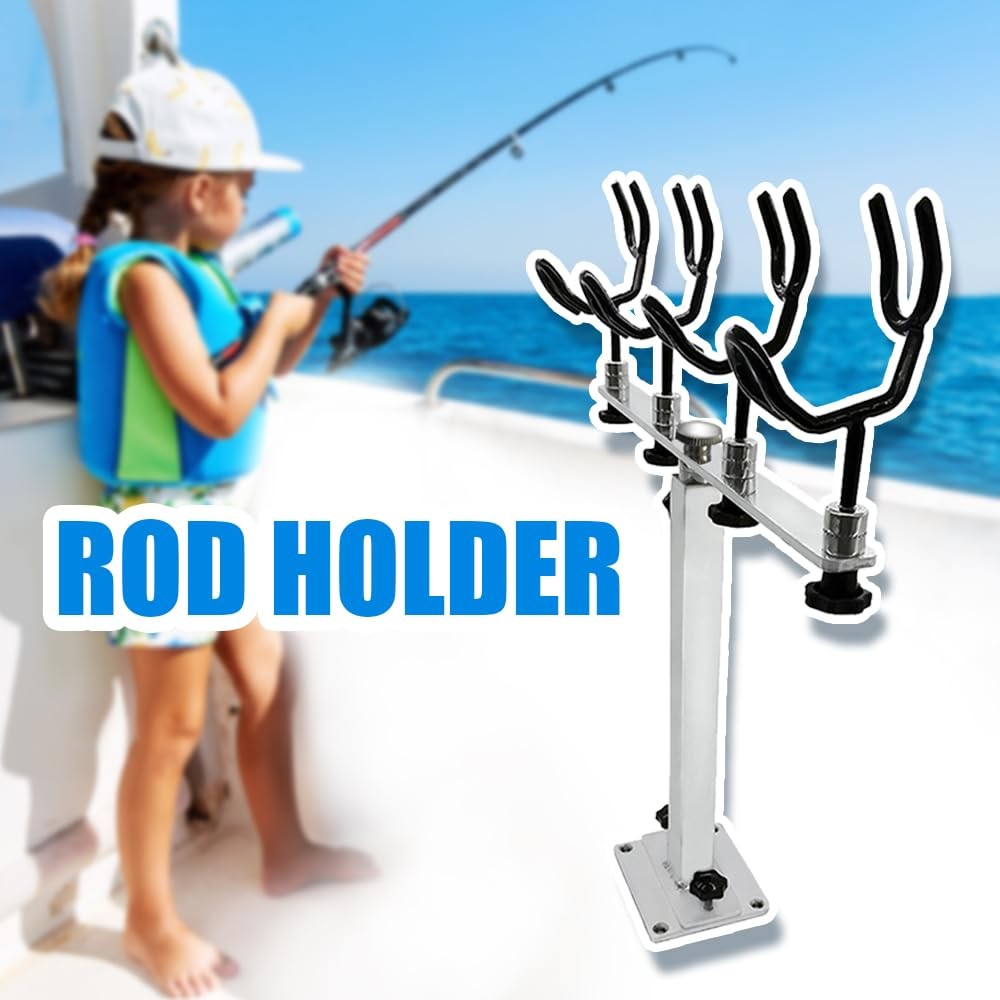 Mojiate PVC Coated Fishing Rod Holder Aluminum Large, silver