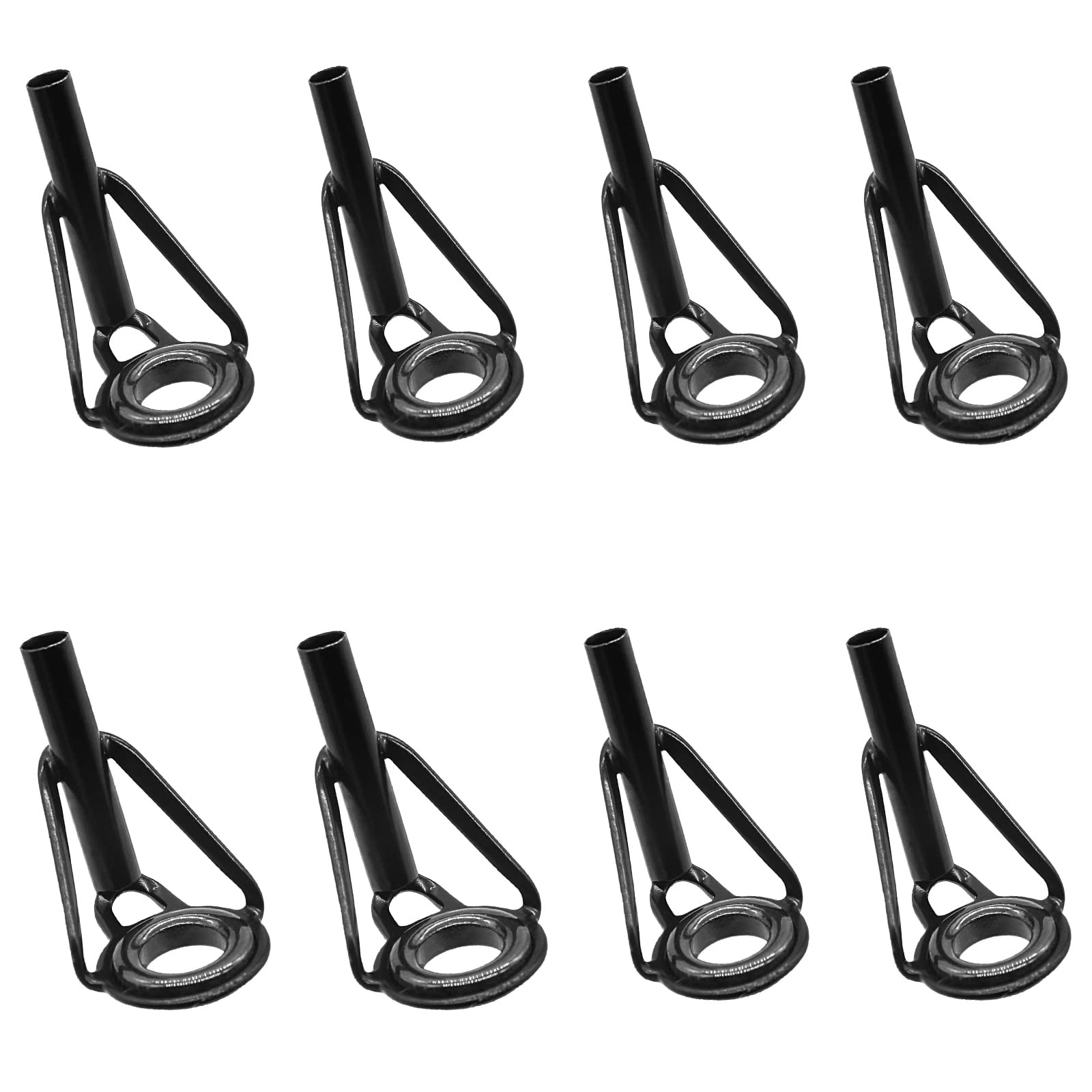 8 Pieces Fishing Rod Tip Repair Kit, Black Stainless Steel Ceramic Guides Rin…