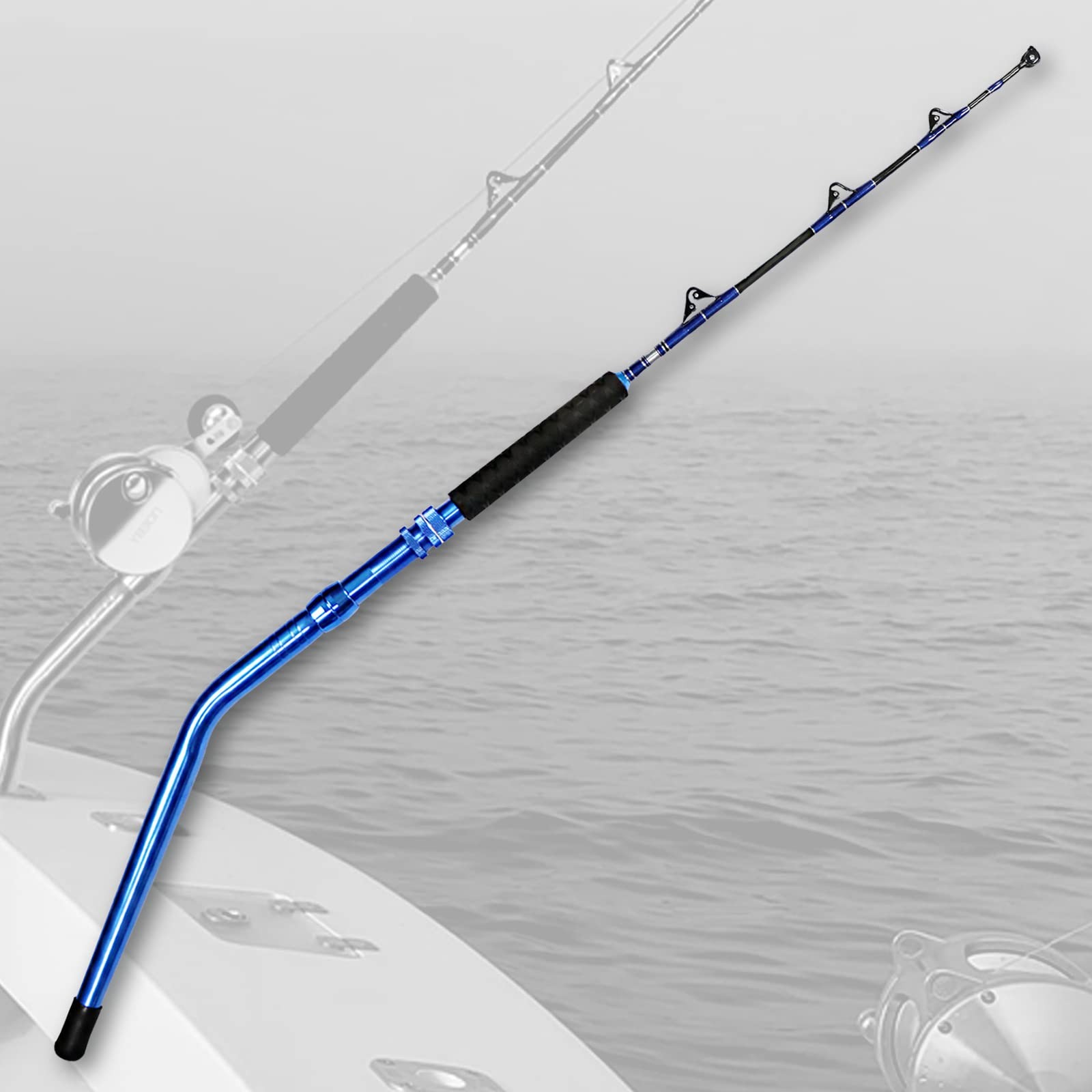 Fiblink Bent Butt Fishing Rod 2-Piece 51 Saltwater Trolling Rod Heavy Roller