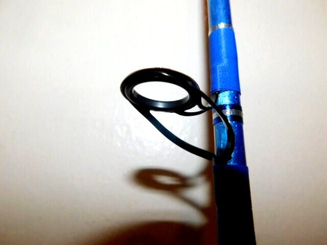 CUSTOM SPINNING ROD 7 FT 15-30 LB SEA BLUES AND PEARL MARBLE NEW