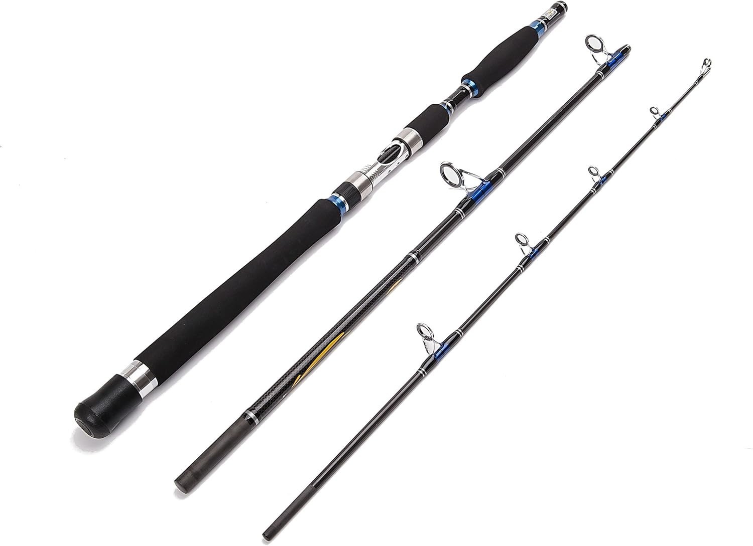 3-Piece Spinning Rod Portable Boat Rod Saltwater Heavy Fishing Rod (30-50 Lbs…