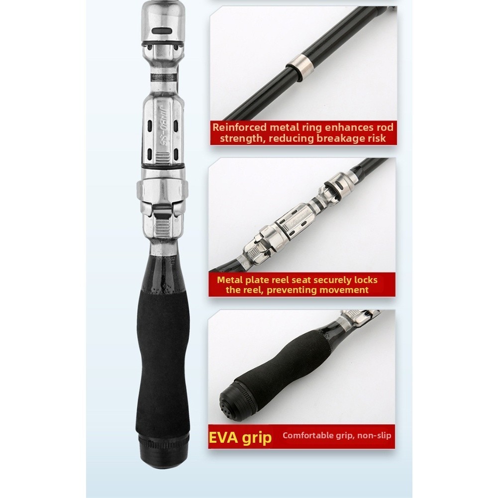 Telescopic Fishing Rod for Anglers 5 Sections 31cm Collapsed Fiberglass