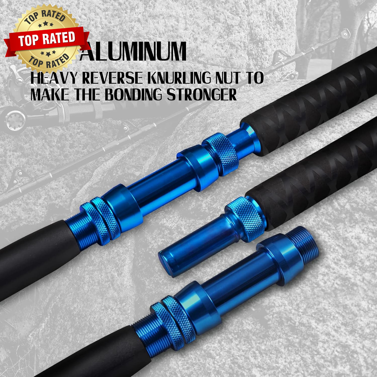 2-Piece Saltwater Offshore Heavy Bent/Straight Butt Trolling Rod Fishing Roller