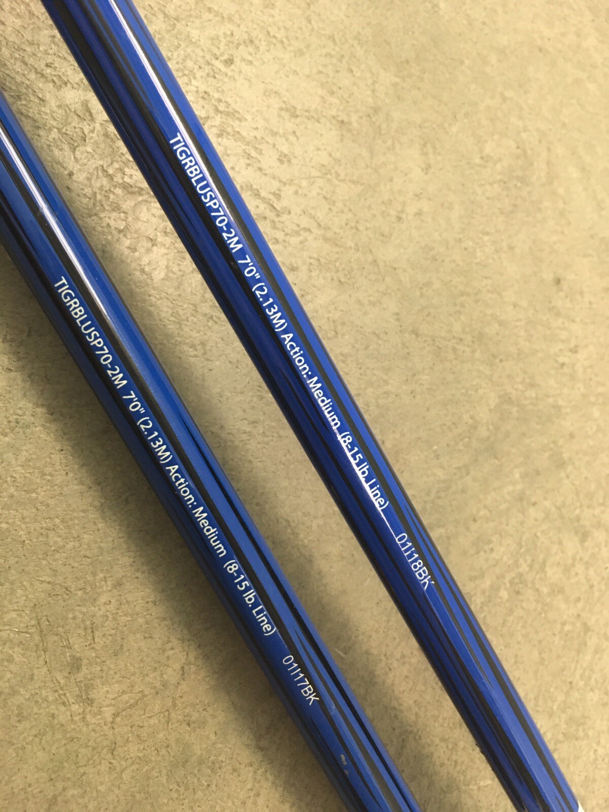 2 Shakespeare Tiger Spinning Rods 7’ Fresh/Saltwater Catfish/Trolling Med BLUE F