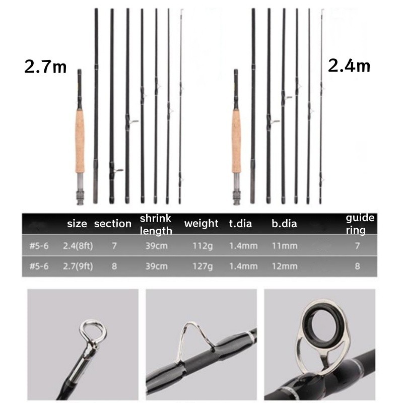 Fishing Rod 8 FT 9 FT Lure Travel Spinning/Casting Rods High Carbon Fiber Pole