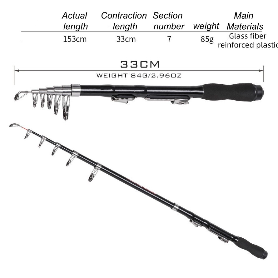 1Pc 1.5m Fishing Pole Red Telescopic Rod Mini Carbon Fishing Rud Fishing gear