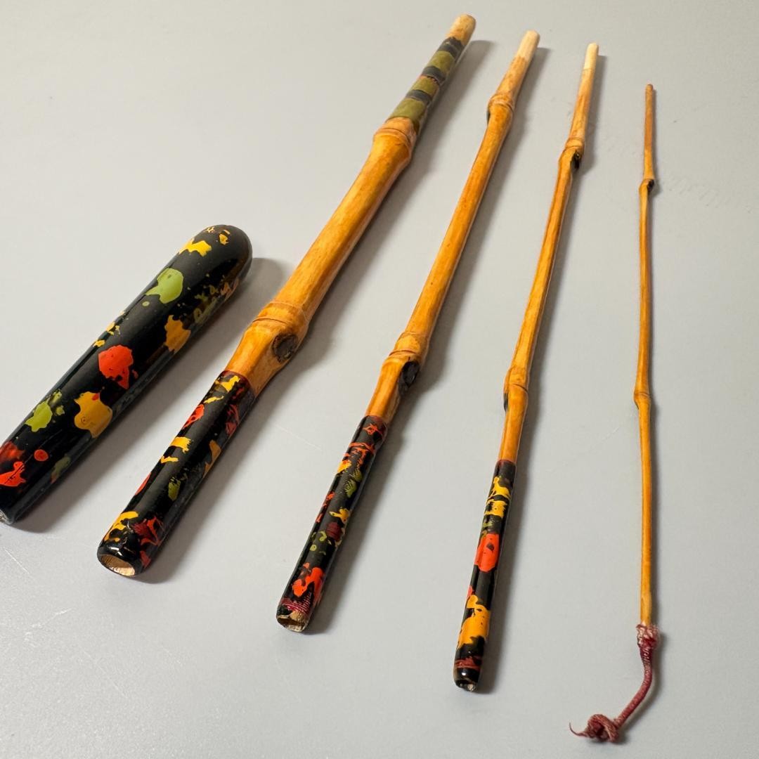 Bamboo Tanago Fish Rod Set 5pcs 60cm Japanese Accessory Collectible Used