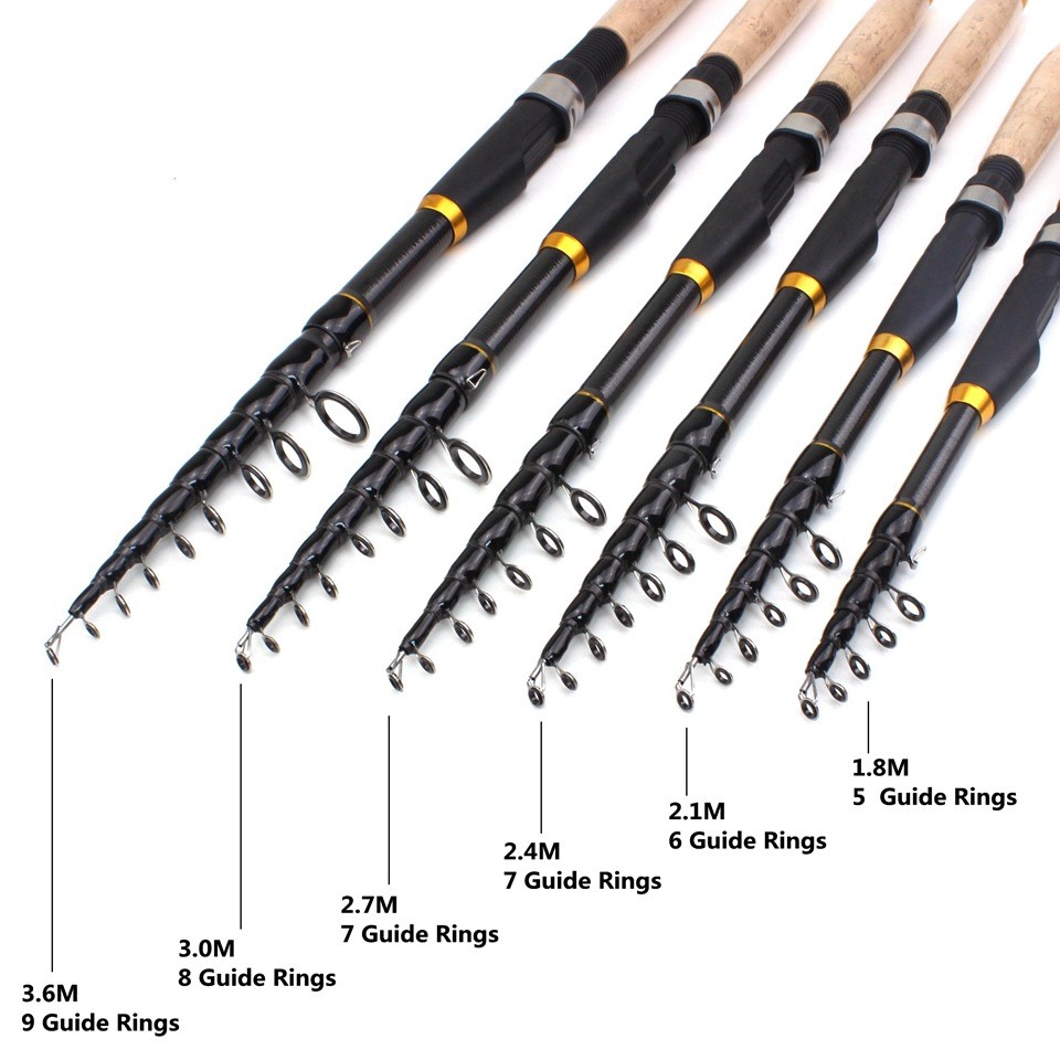 1.8M-3.6M Spinning Fishing Rod Carbon Fiber Telescopic Pole Fresh Saltwater Rod