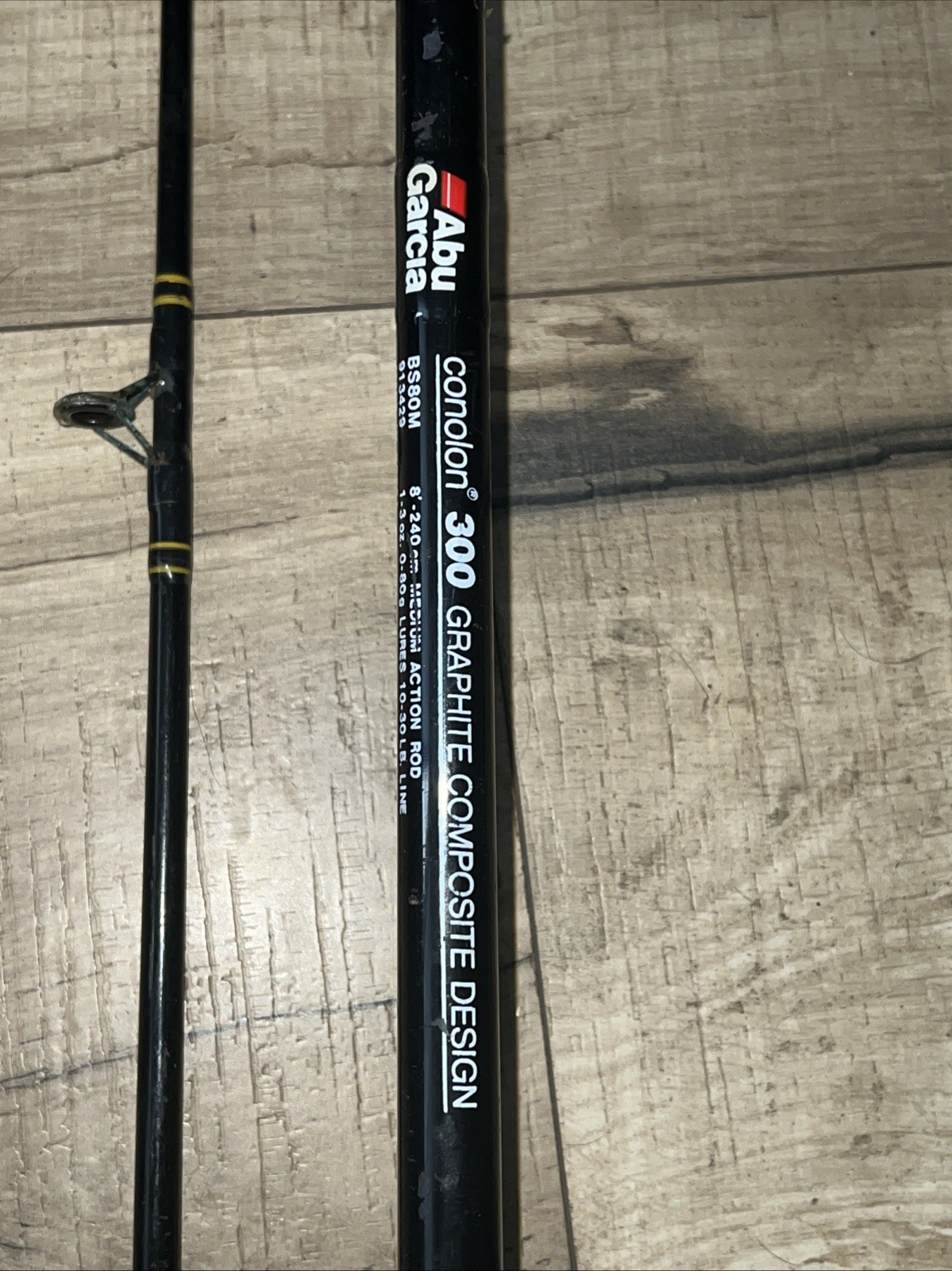 Abu Garcia Conolon 300 Graphite Fishing Rod BS80M 8′ Medium Action *GUIDE ISSUES
