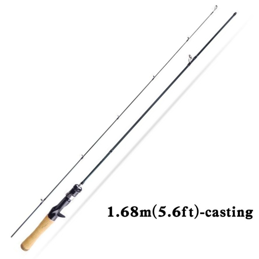 5.6ft Fishing Rod Travel Rod Spinning Casting Carbon Fiber Rod 2 Sections Pole