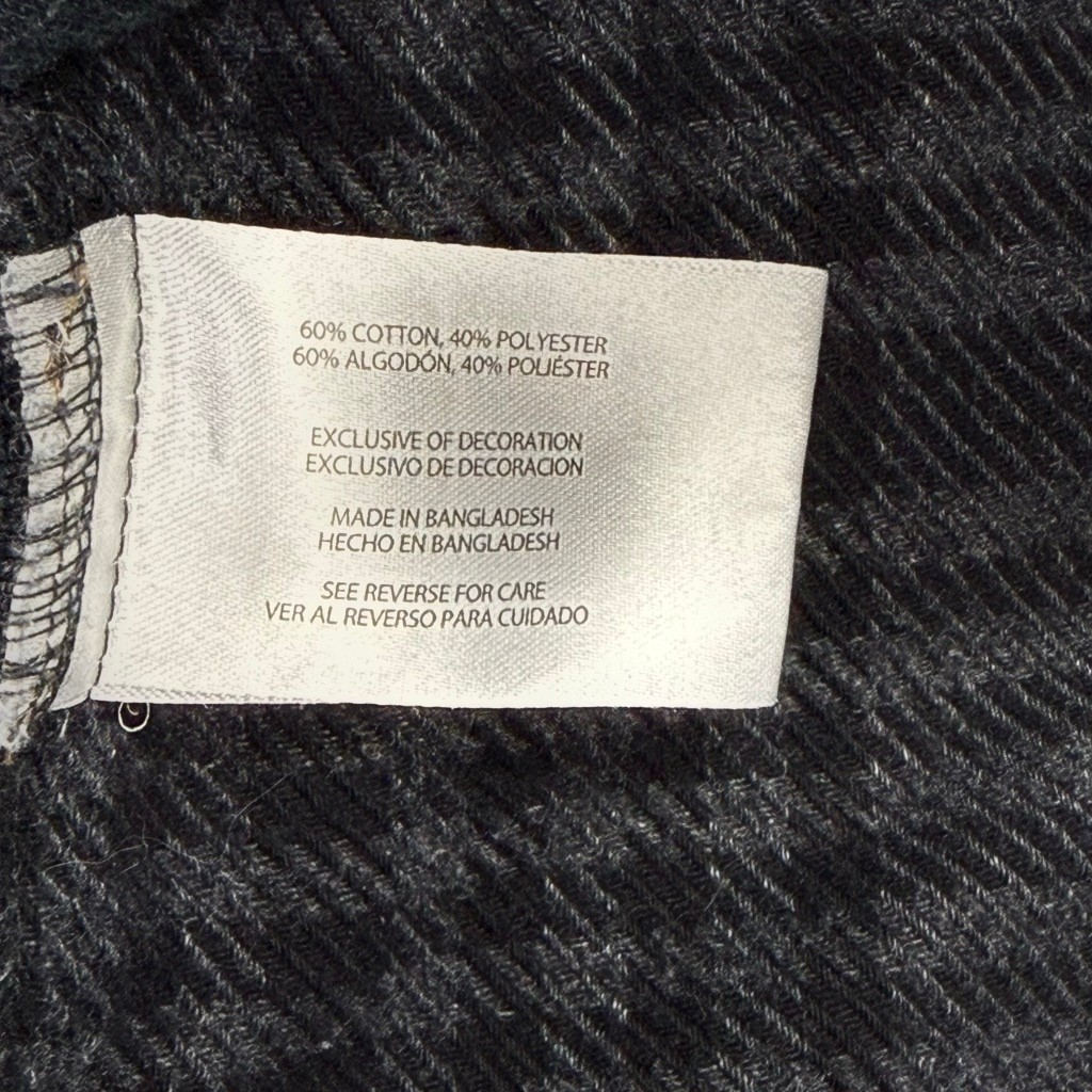 Men’s Orvis Heavyweight Black Gray Plaid Casual Button Down Shirt XL