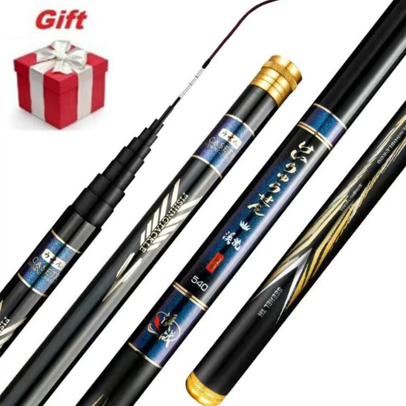 2.7M -10M Carbon Fiber Fishing Rod Telescopic Ultra-light Hard Pole for Stream
