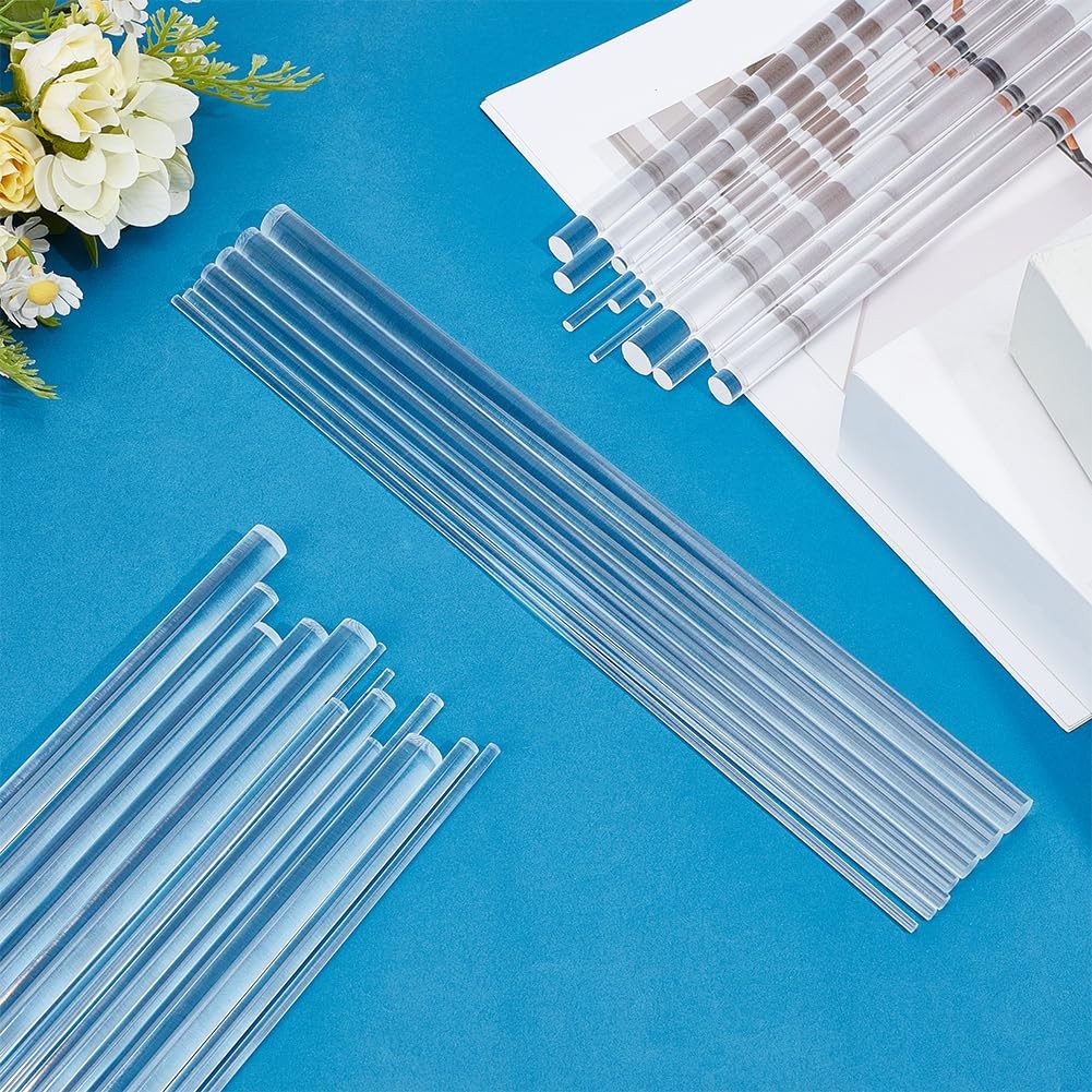 35Pcs 7 Sizes Clear Acrylic Dowel Rods Assortment Kit Diameter 3/4/5/6/8/9.5/…