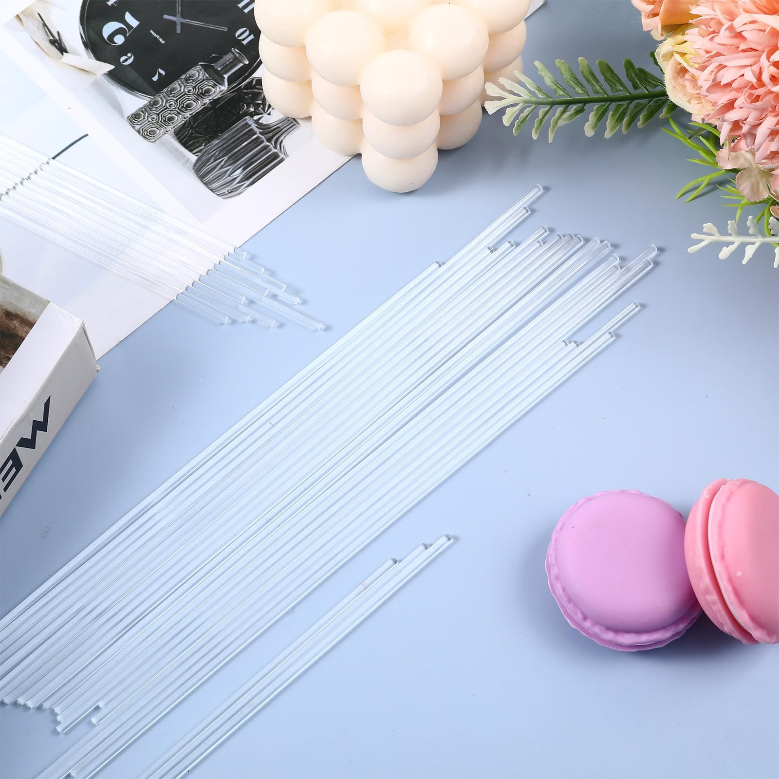 100 PCS Clear Acrylic Rods 8 Inch Transparent Plastic Sticks 2mm Diameter