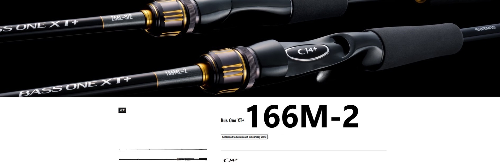 SHIMANO 23 BASS ONE XT+ 166M-2 Bait casting Rod versatile model