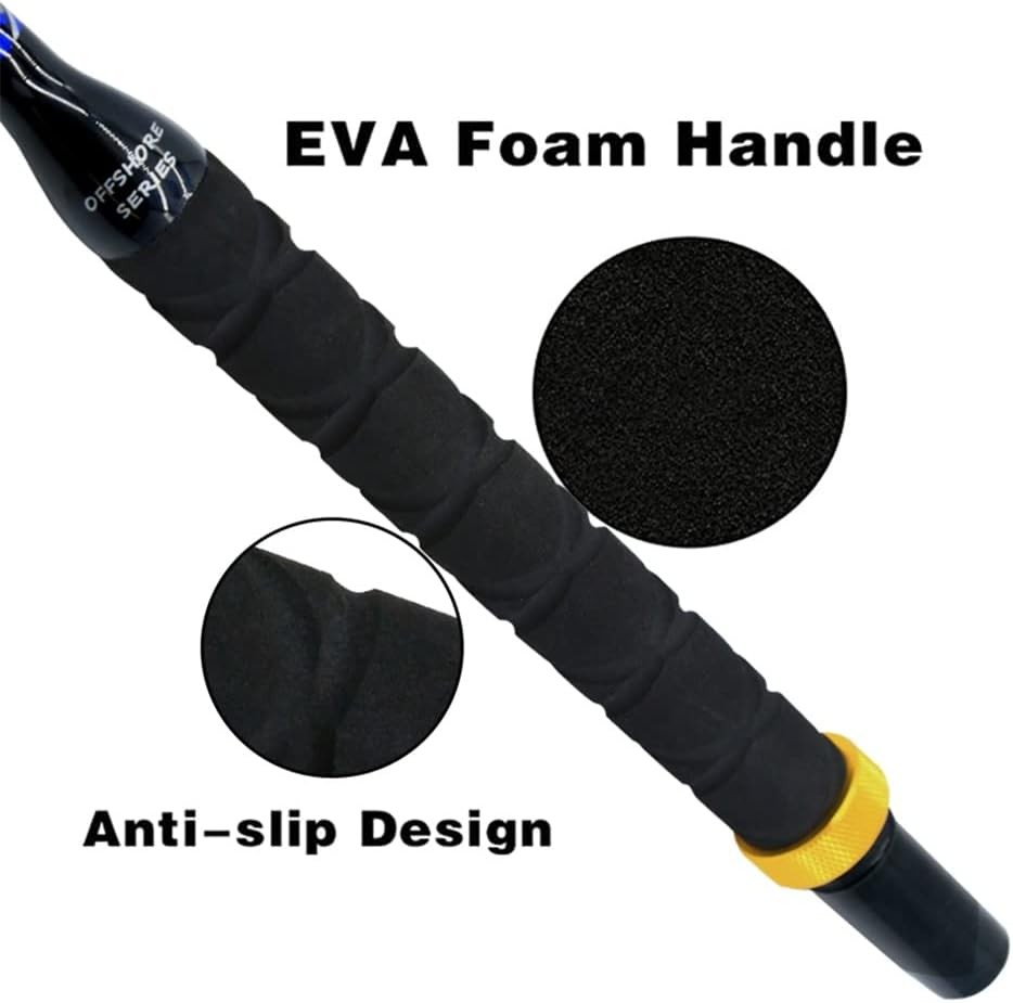 Deep Sea Fishing Rod, Heavy Duty Bent Butt Trolling Rod with Roller Guides,Co…