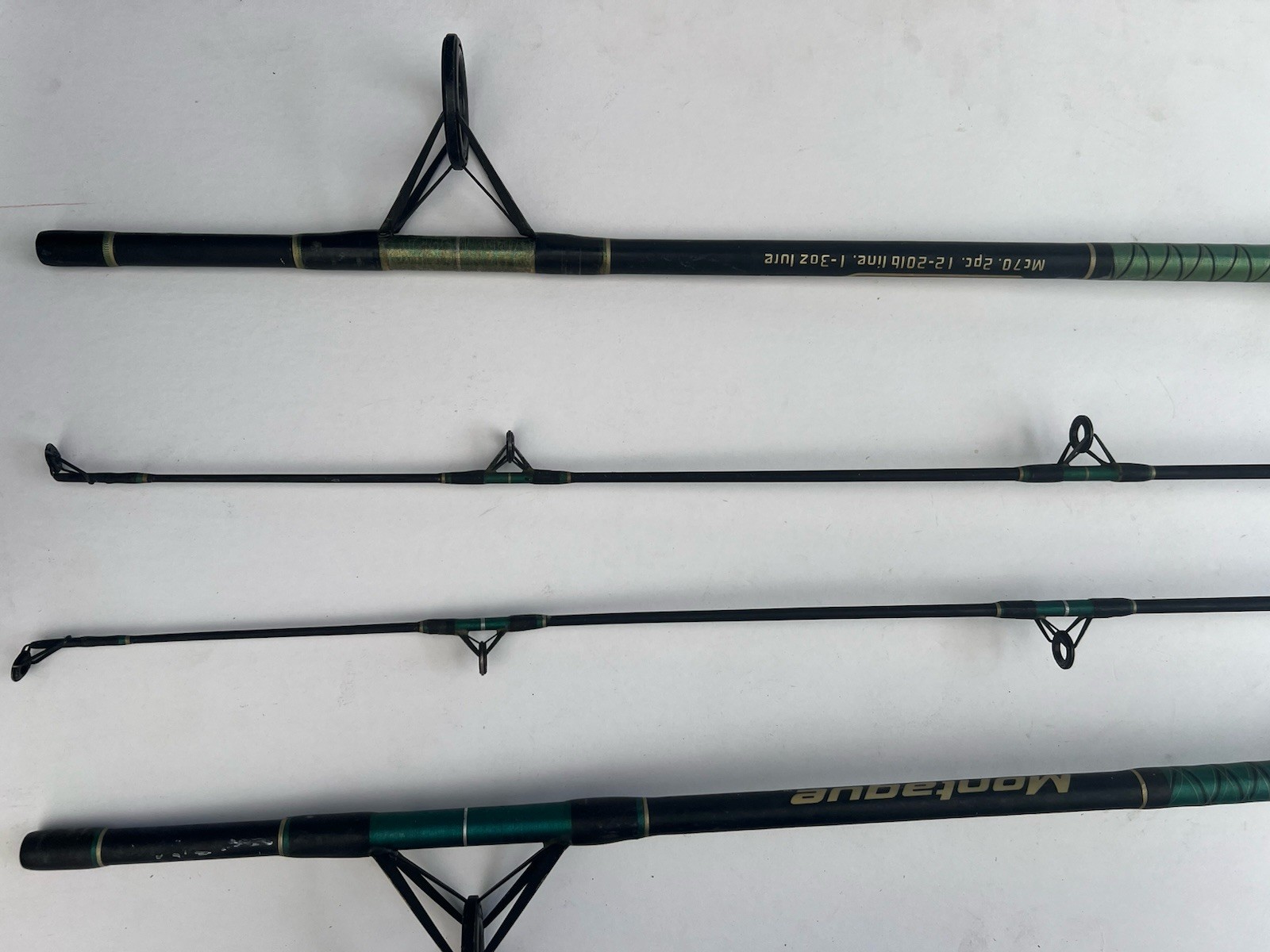 2x Montague MC70 7’ Two Piece Large Spinning Salmon Fishing Rod 12-20 lb Vintage