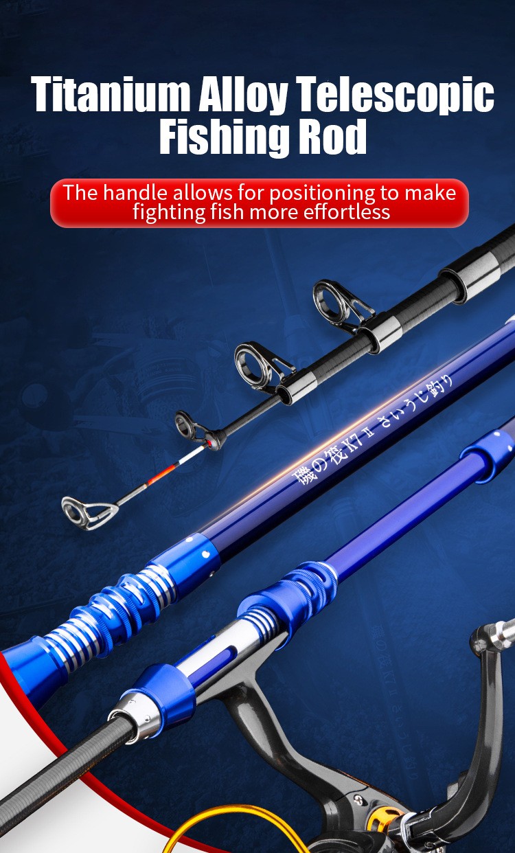Small Portable Telescopic Titanium Alloy Fishing Rod Sea Pole Spinning Rod