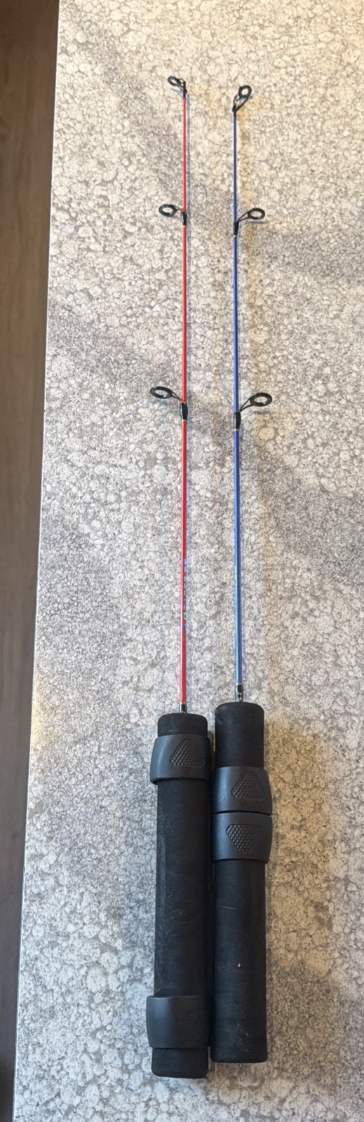 2- Tsunami Bracer 2 24” Dock Rods Ice Fishing 1-Red 1-Blue His And Hers