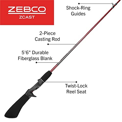 5-Foot 6-Inch Durable Z-Glass Casting Fishing Rod with EVA Pistol-Grip Handle