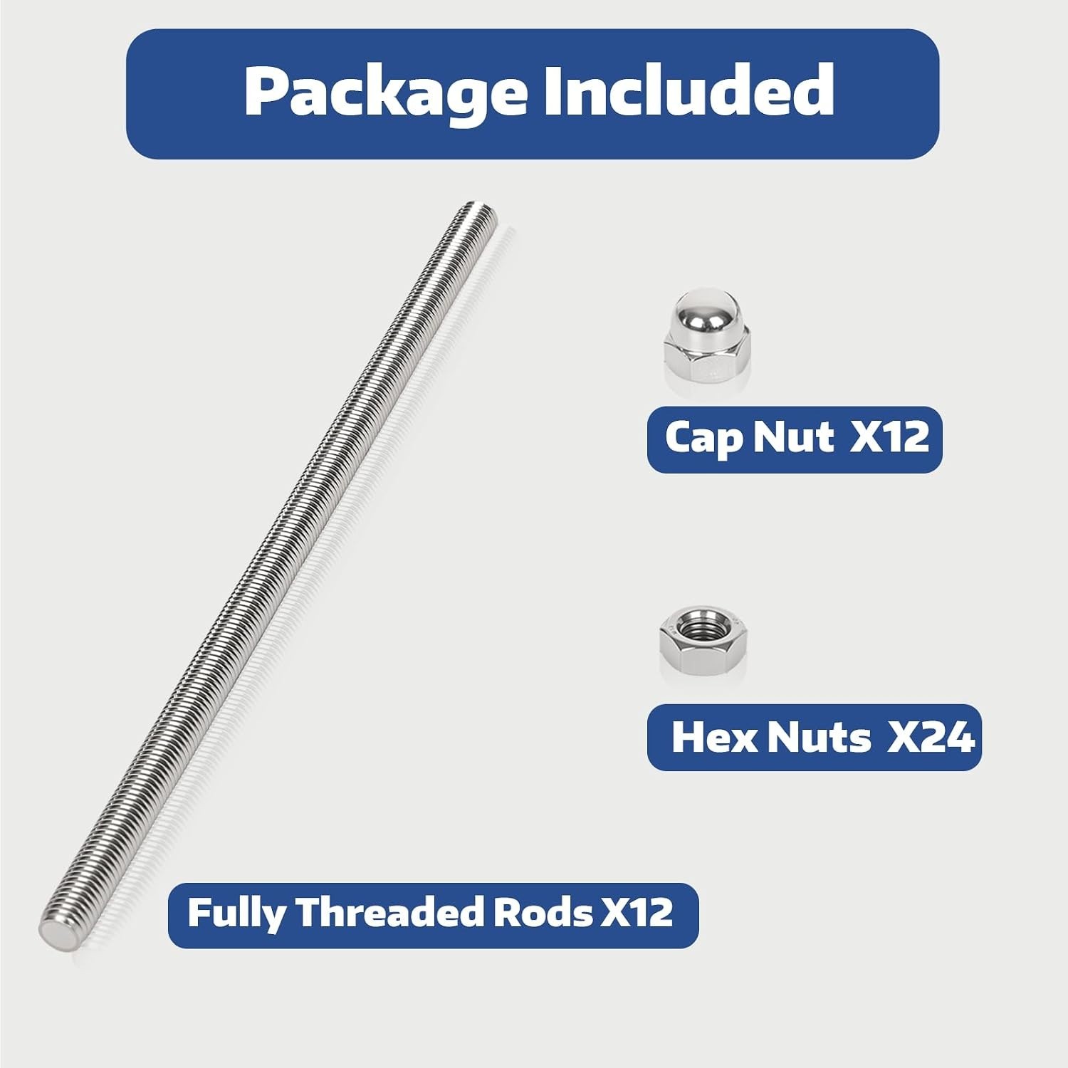 304 Stainless Steel M6 Threaded Rod Collection