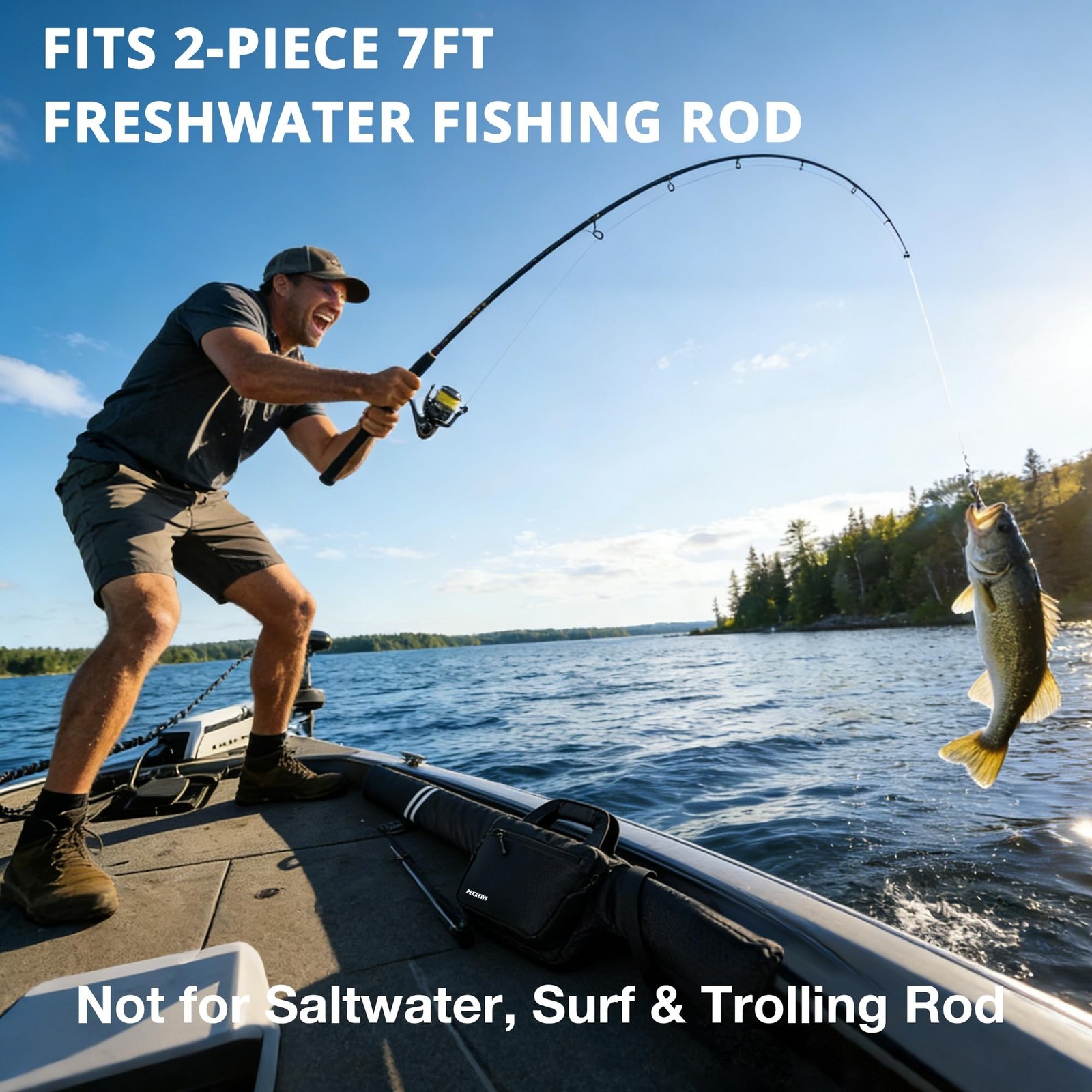 PEKREWS Fishing Rod Case, Fits 7ft 2-Piece Spinning Rod Reel Combo, Extendabl…