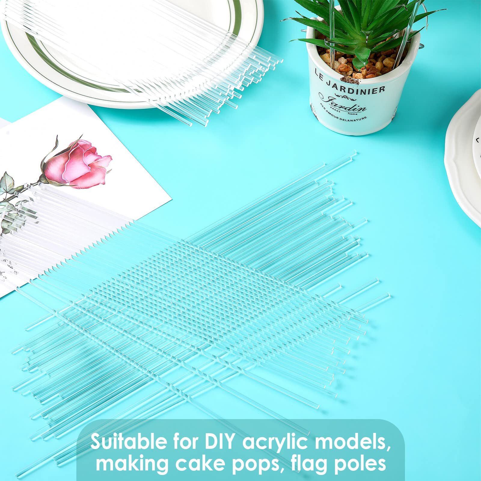 Clear Acrylic Rods 10 Inch 1/8 Inch Diameter Round Plastic Strip 120 Pieces