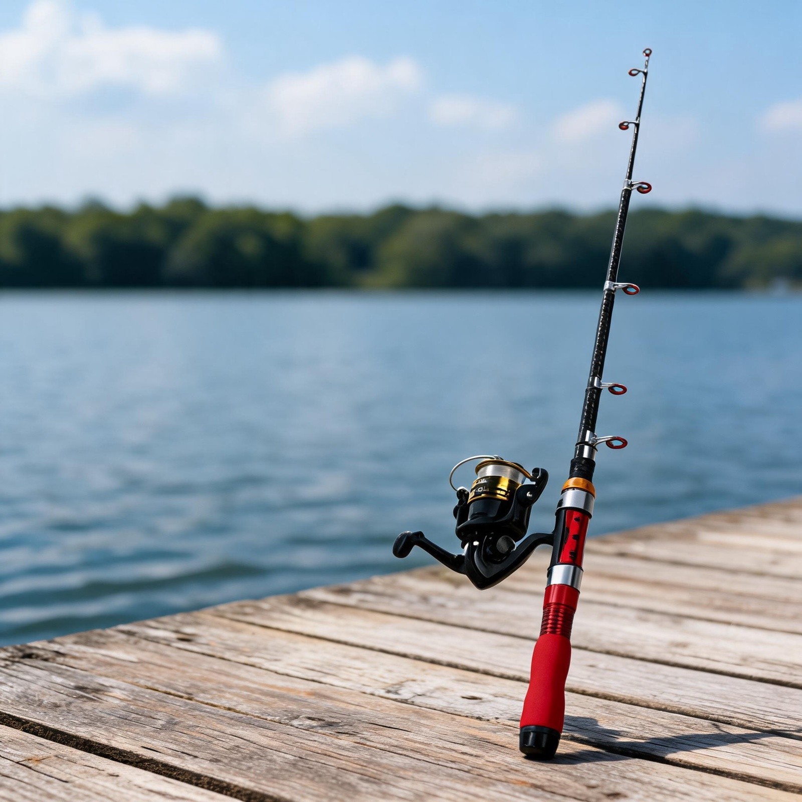 Portable Red Fishing Rod Set 1 to 2 Short Sea Pole with Hook Lures and Bag