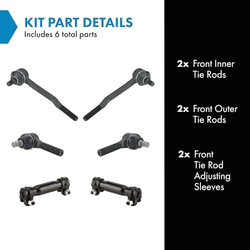 Front Inner and Outer Tie Rod Set 6 Piece Compatible with 1986-1995 PSA65880