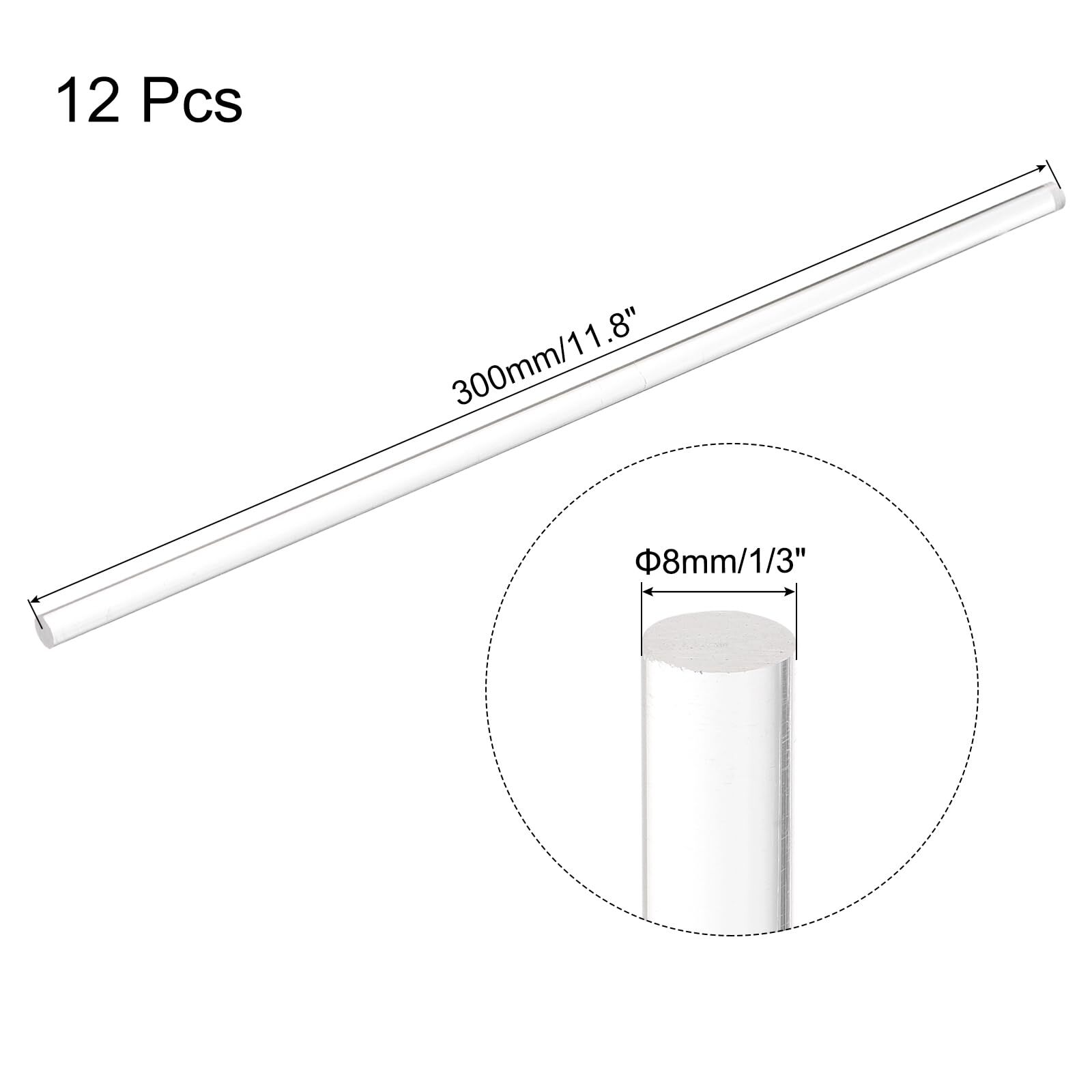 12pcs Acrylic Round Rods 5/16″ x 12″ Clear Acrylic Dowel Rods Sticks Plastic …