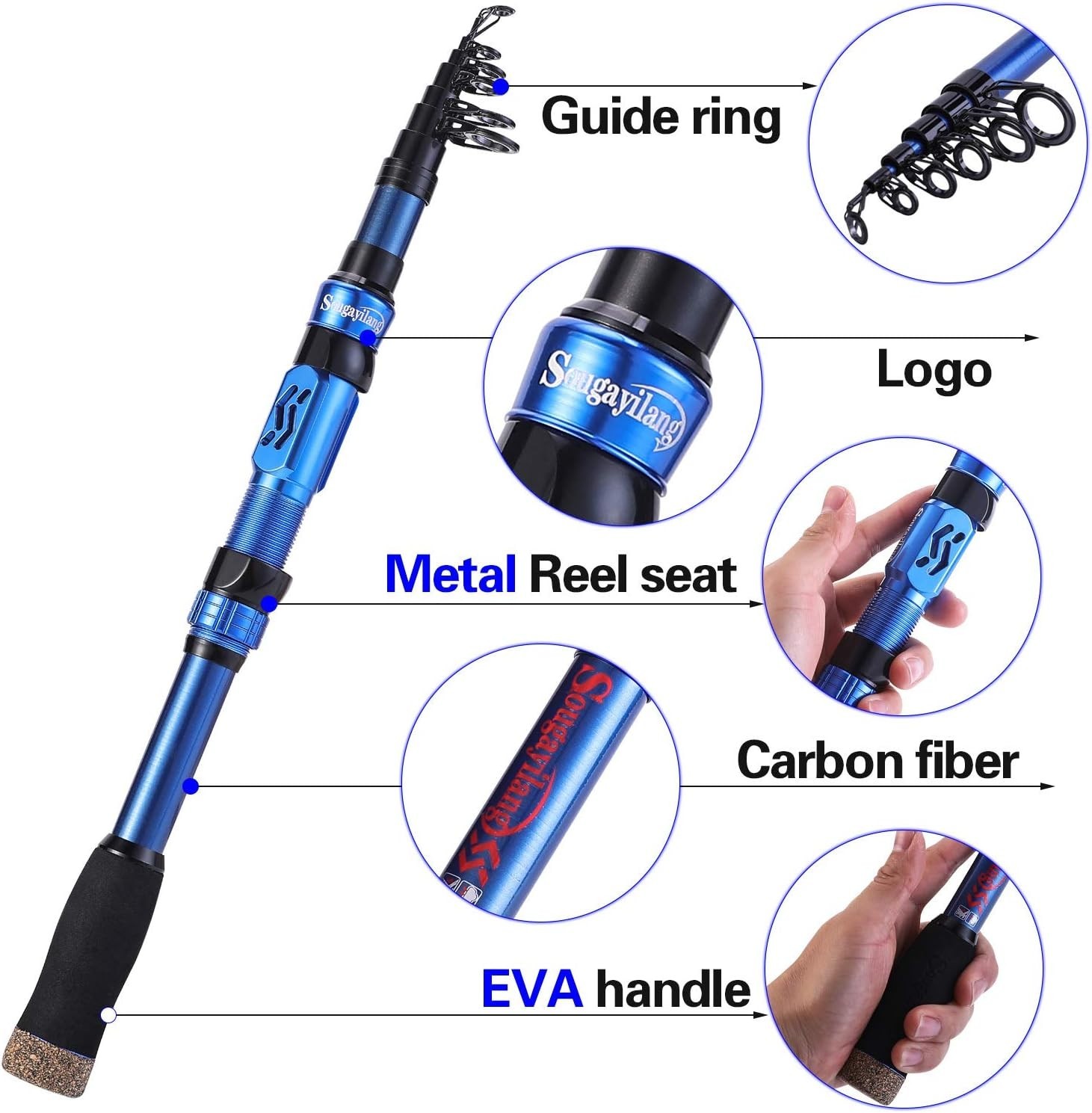 Telescopic Fishing Rod 24 Ton Carbon Fiber CNC