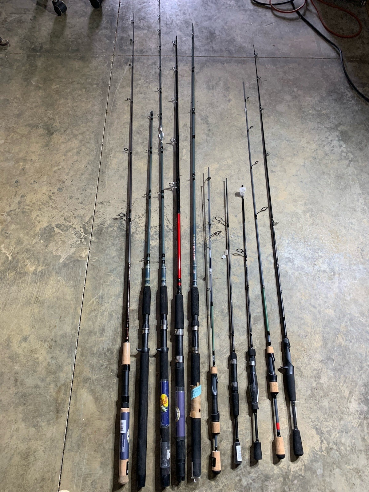 LOT OF 10 BASS PRO SHOPS FISHING RODS (BROKEN)