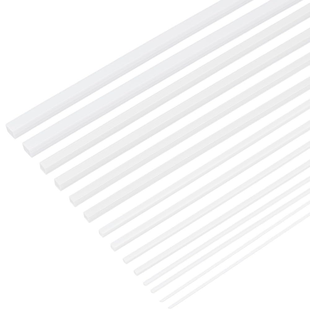48 PCS 7 Styles Square ABS Plastic Rod Solid Bar Smooth Tube Model Material