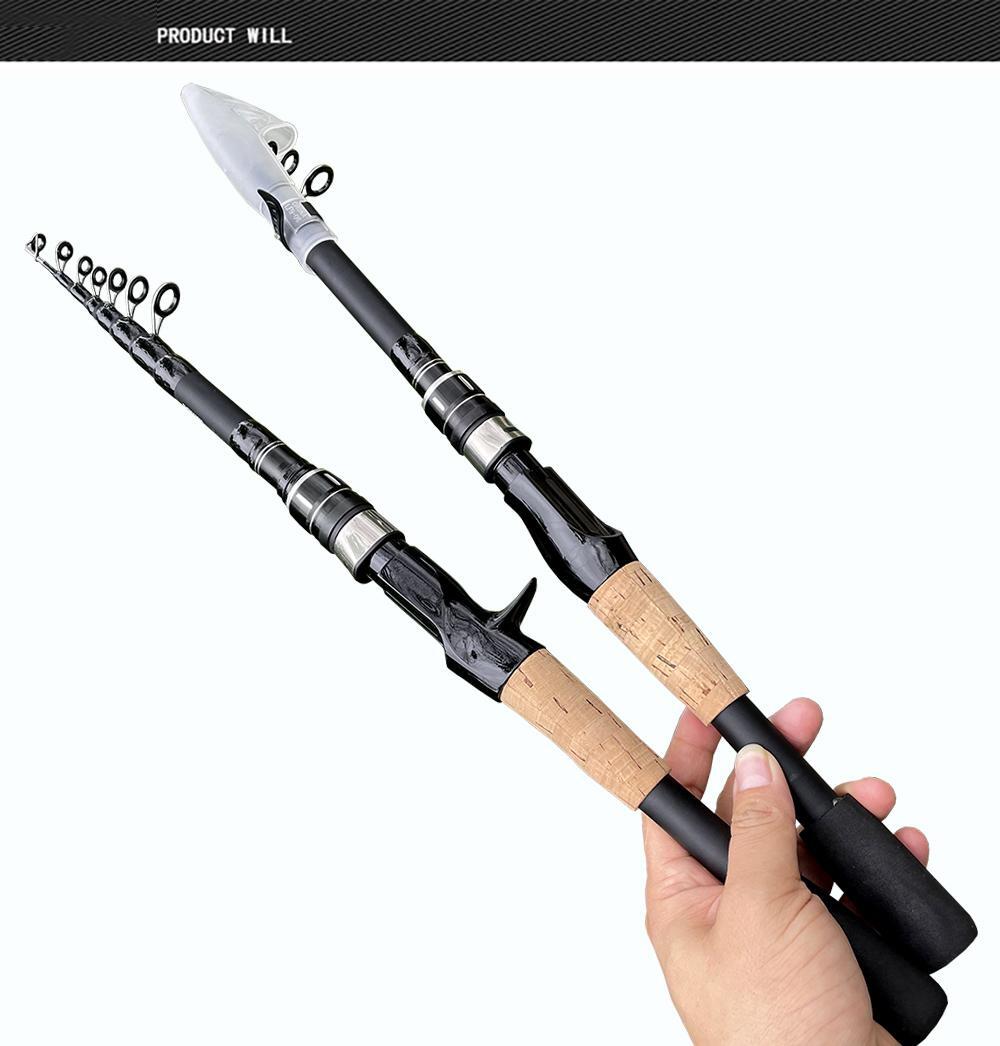 Ultra-Light Fishing Rod Carbon Fiber Spinning Casting Pole Handle Telescopic Sea