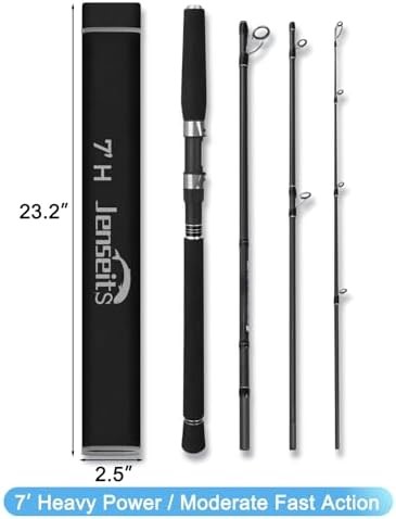 Travel Fishing Rod, Telescopic & 4-Piece Portable 24T Carbon Fiber Rod, Stainles