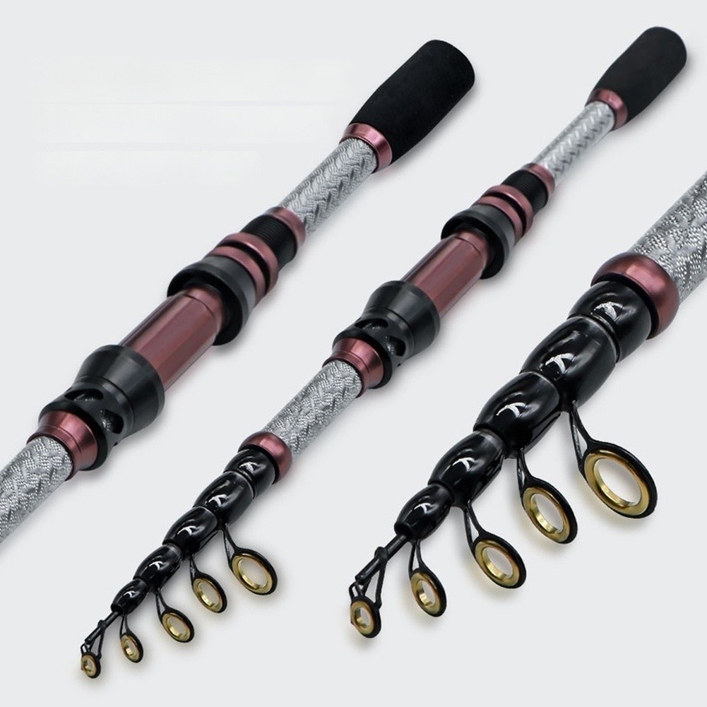 Carbon Fishing Rod 2mm Solid Tip UV Reinforced Guides Collapsible Design