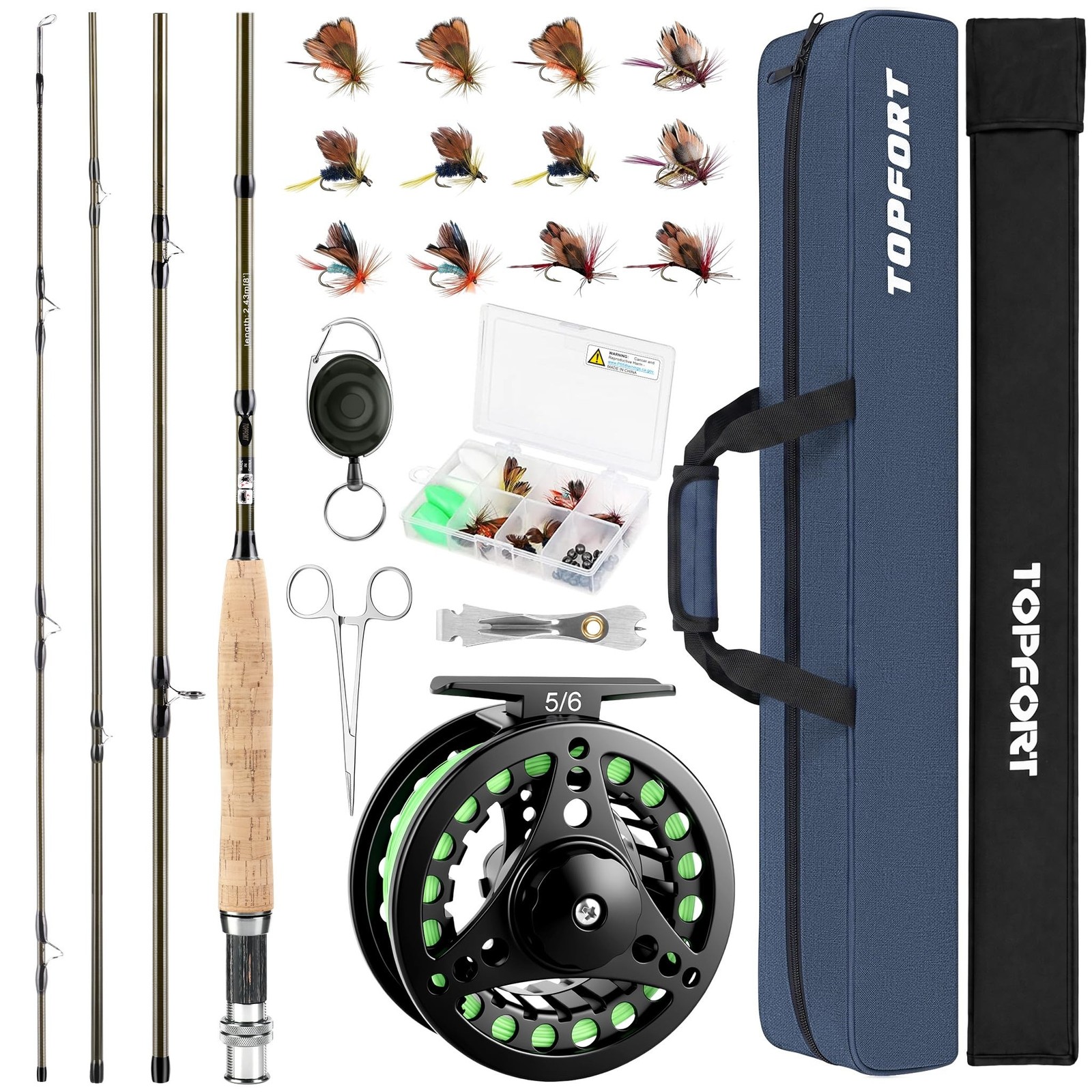 TOPFORT Fly Fishing Rod and Reel Combo Starter Kit, 4 Piece Lightweight Ultra…