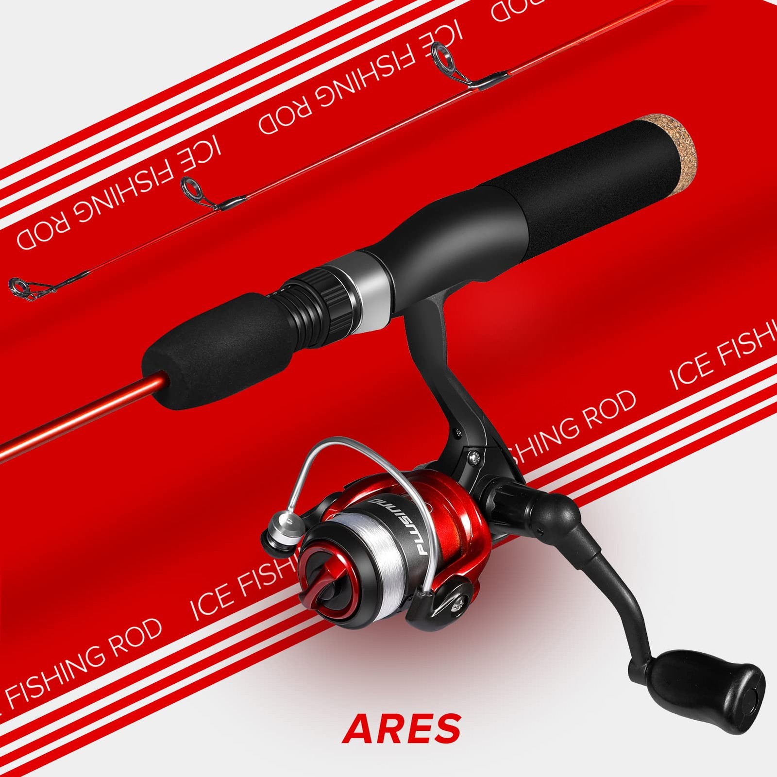 PLUSINNO Ultralight Ice Fishing Rod Reel Combo 26/27/28in Medium Light Winter