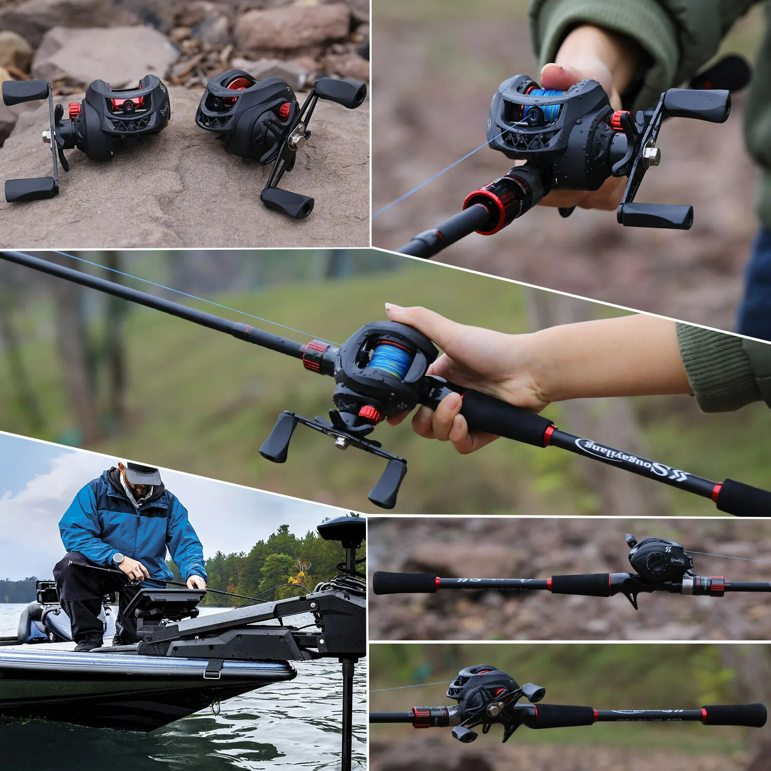 Sougayilang Cast Carbon Fiber Fishing Rod Reel Set Max Drag 8kg with Line Lure