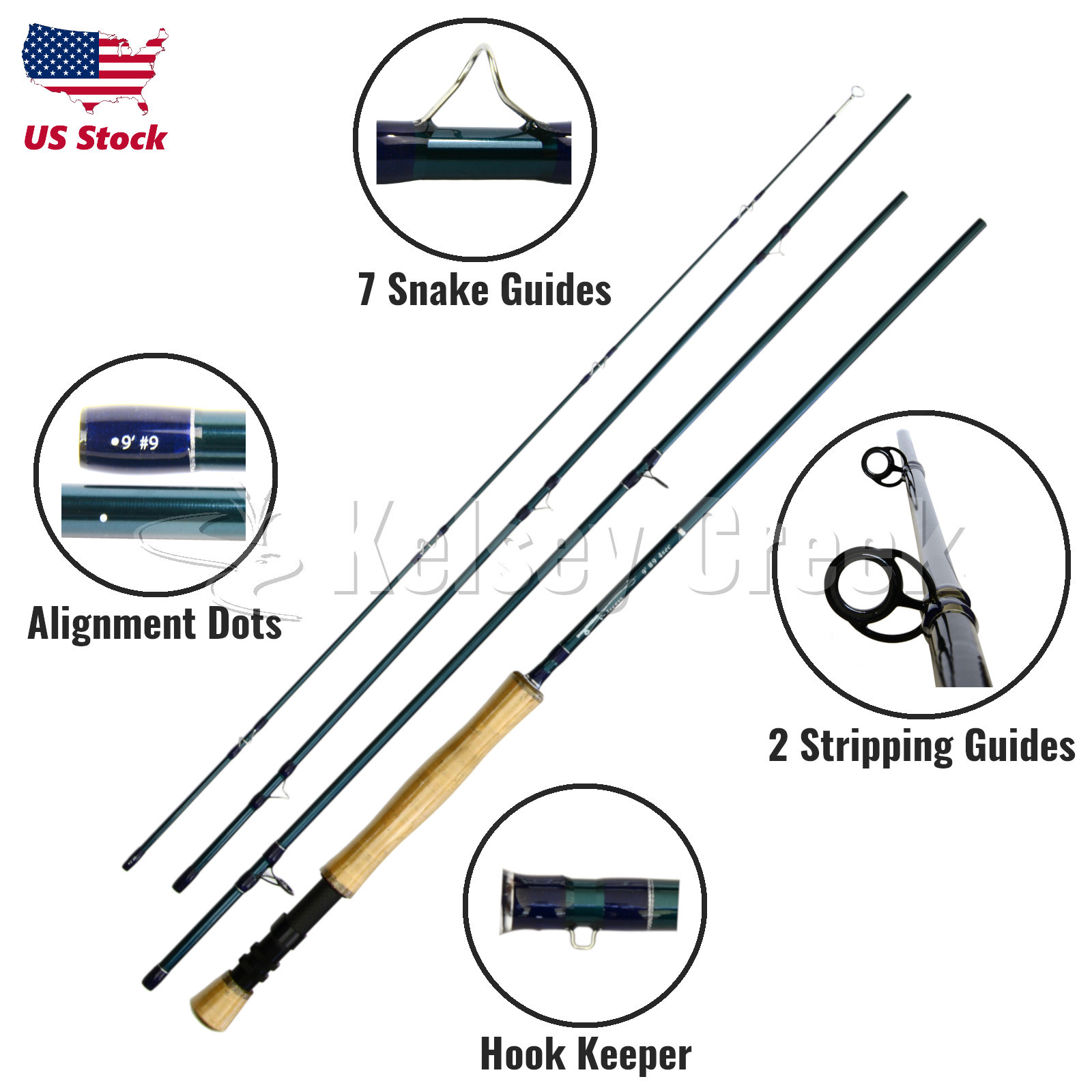 Maxcatch V-Access Fly Rod, 9′, 3-10wt, Fast Action, Graphite, Rod Tube