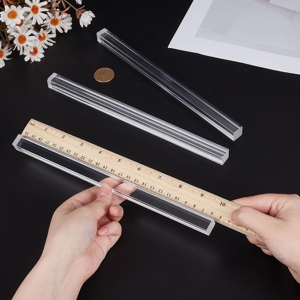 3 PCS 10×0.6×0.6 Inch Square Solid Clear Acrylic Dowel Rods Column Bar Stick
