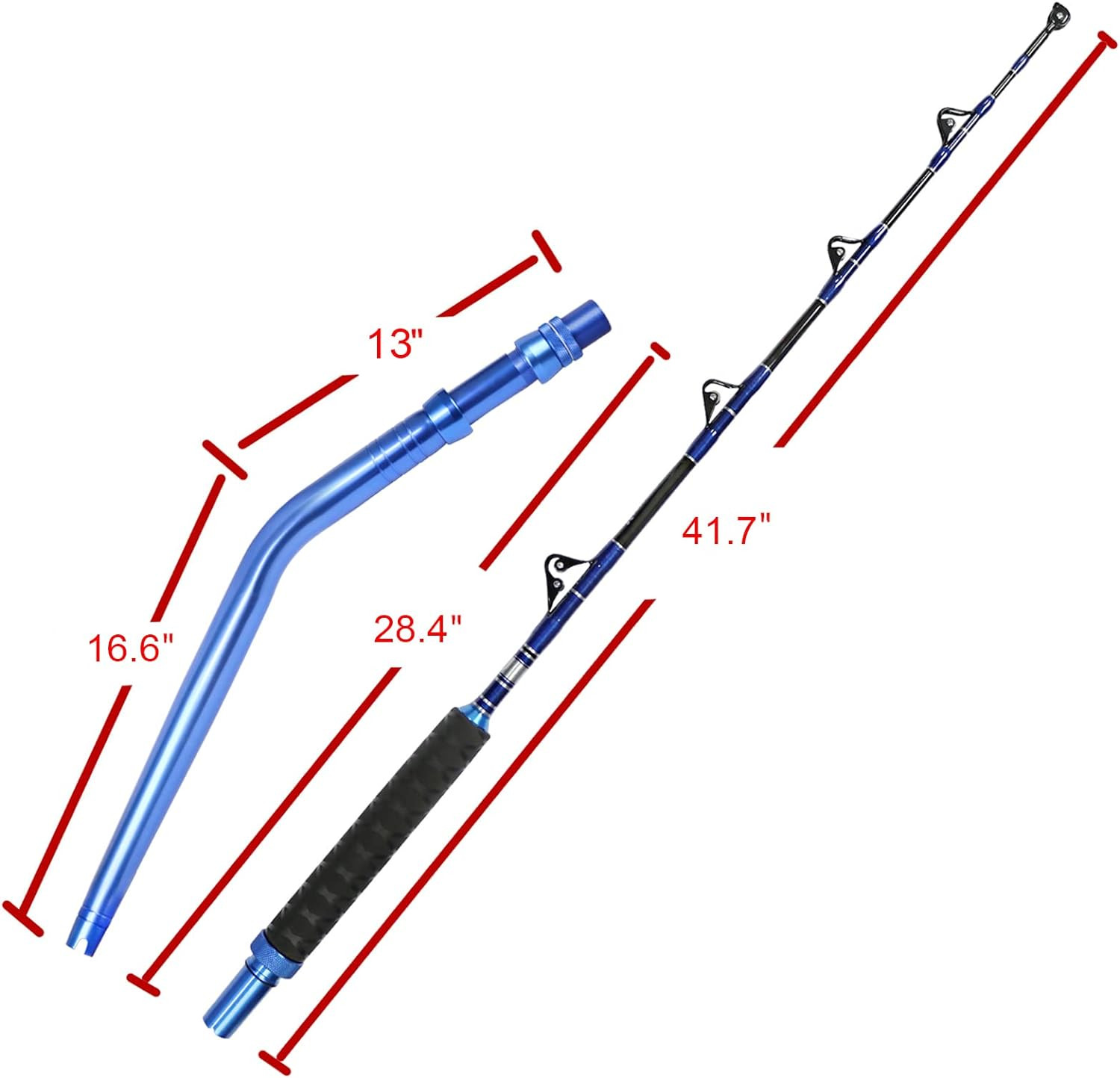 2-Piece Saltwater Offshore Heavy Bent/Straight Butt Trolling Rod Roller Rod Conv