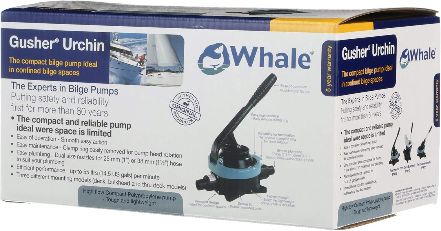 Gusher Urchin Manual Bilge Pump – up to 14.5 GPM Flow Rate – for Boats up to 40