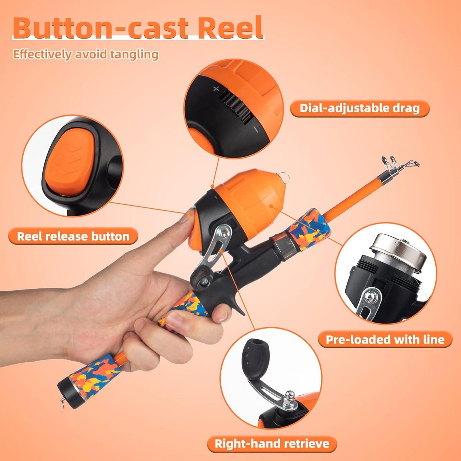 Kids Fishing Pole Kit Set，Portable Telescopic Fishing Rod and Reel Combo