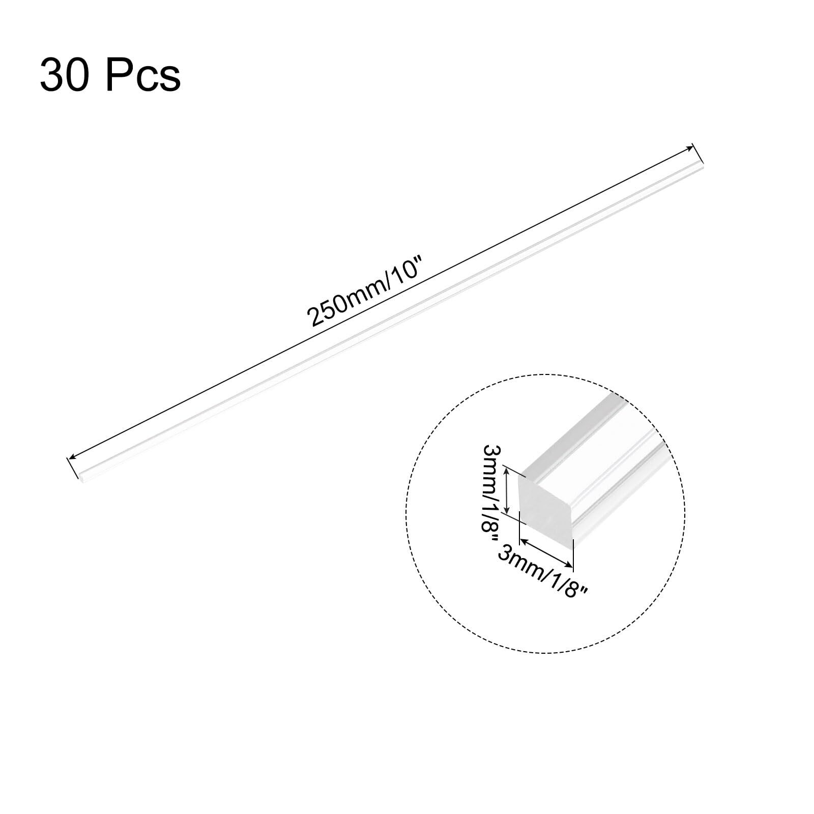 30pcs Acrylic Square Rods 3mm x 250mm Clear Acrylic Dowel Rods Sticks Acrylic…